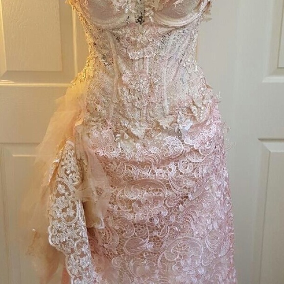 Custom Order Blush & Ivory Corset Wedding Gown Set - Picture 2 of 3